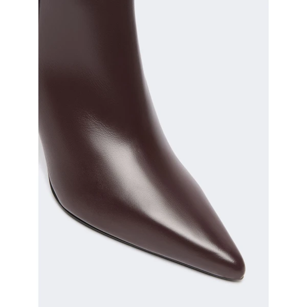Max Mara Smooth Leather Stiletto Ankle Boots in Bordeaux | Boots | Luxury Shoes 
