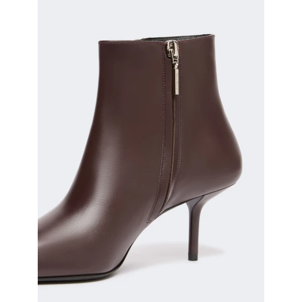 Max Mara Smooth Leather Stiletto Ankle Boots in Bordeaux | Boots | Luxury Shoes 