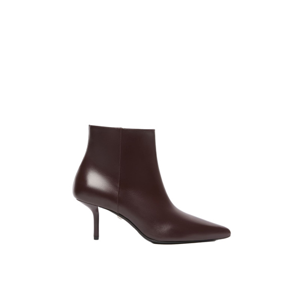 Max Mara Smooth Leather Stiletto Ankle Boots in Bordeaux | Boots | Luxury Shoes 
