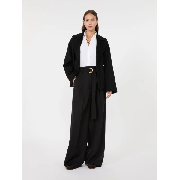 Max Mara Snob Double-Breasted Wool Pea Coat in Black | Wool Coat | Luxury Shoes 