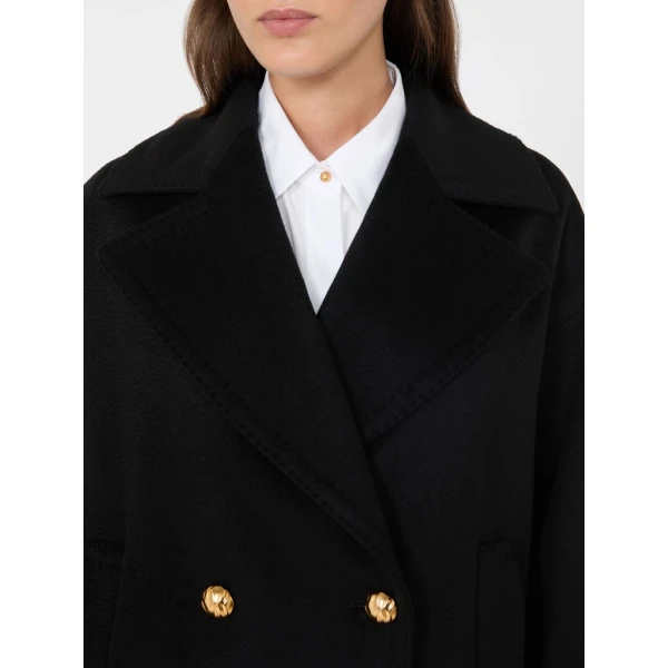 Max Mara Snob Double-Breasted Wool Pea Coat in Black | Wool Coat | Luxury Shoes 