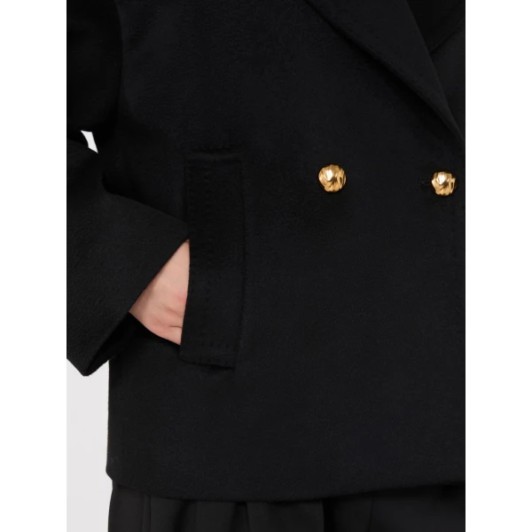 Max Mara Snob Double-Breasted Wool Pea Coat in Black | Wool Coat | Luxury Shoes 
