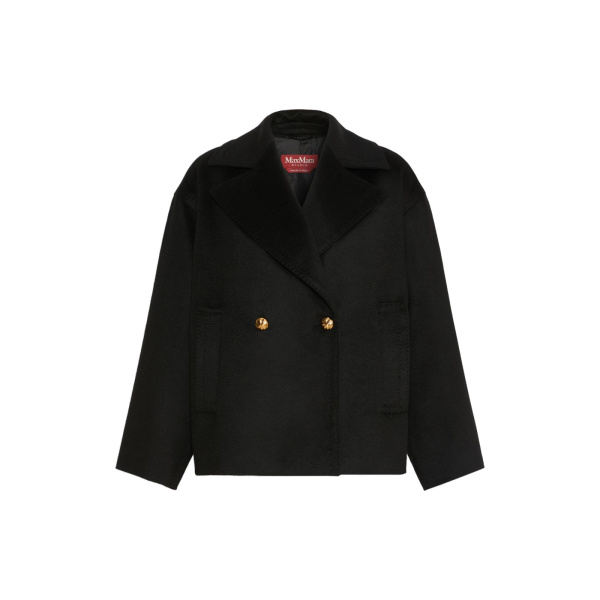 Max Mara Snob Double-Breasted Wool Pea Coat in Black | Wool Coat | Luxury Shoes 
