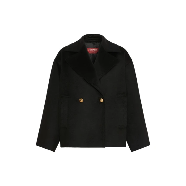 Max Mara Snob Double-Breasted Wool Pea Coat in Black | Wool Coat | Luxury Shoes 