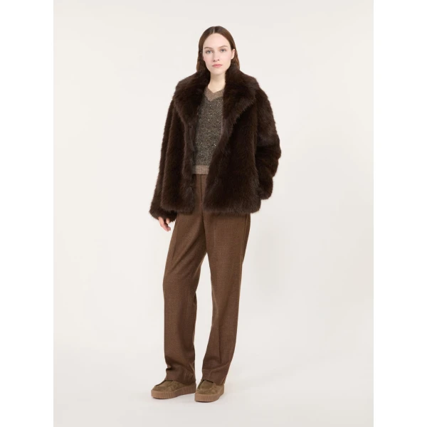 Max Mara Soft Textured Short Coat in Dark Brown | Coats | Luxury Shoes 