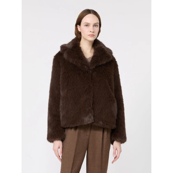 Max Mara Soft Textured Short Coat in Dark Brown | Coats | Luxury Shoes 