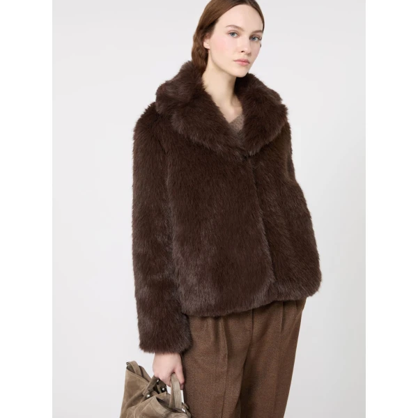 Max Mara Soft Textured Short Coat in Dark Brown | Coats | Luxury Shoes 
