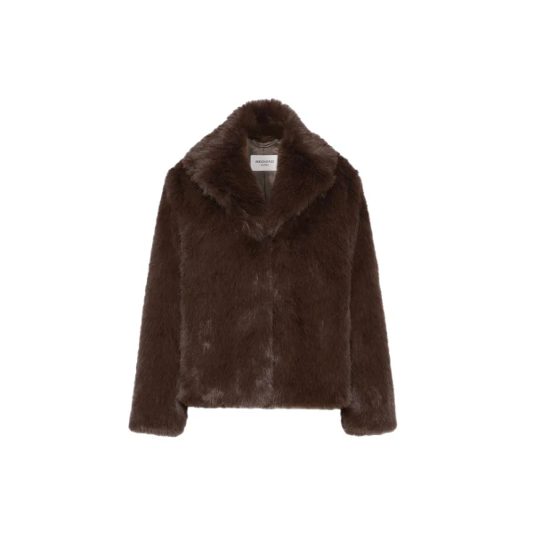 Max Mara Soft Textured Short Coat in Dark Brown | Coats | Luxury Shoes 
