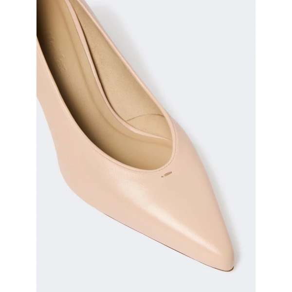 Max Mara Softpump Nappa Leather Court Shoes in Nude | Heels | Luxury Shoes 