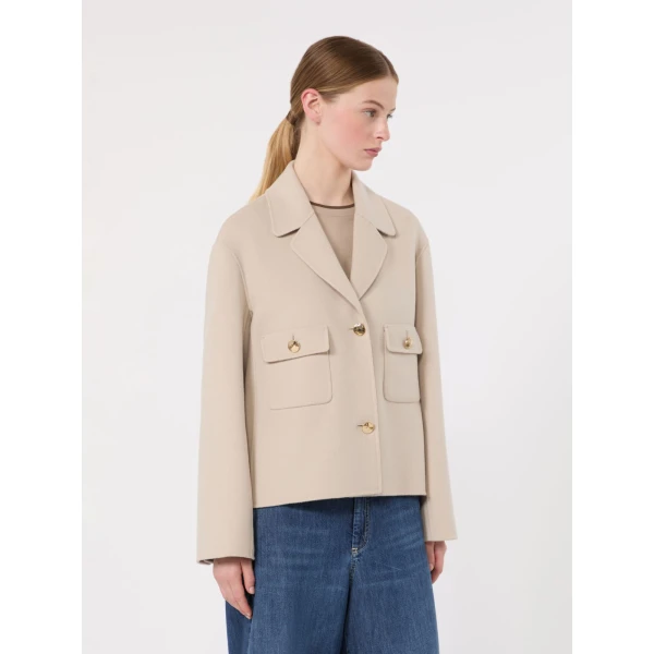 Max Mara Sorriso Double Wool Drap Jacket in Beige | Blazers | Luxury Shoes 