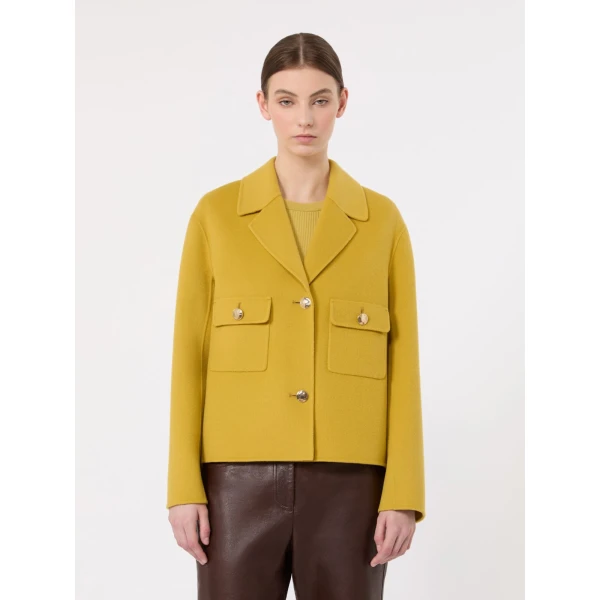 Max Mara Sorriso Double Wool Drap Jacket in Yellow | Blazers | Luxury Shoes 