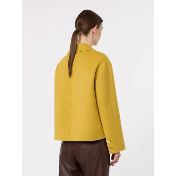 Max Mara Sorriso Double Wool Drap Jacket in Yellow | Blazers | Luxury Shoes 