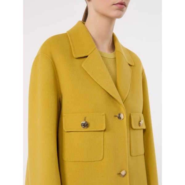 Max Mara Sorriso Double Wool Drap Jacket in Yellow | Blazers | Luxury Shoes 