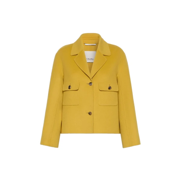Max Mara Sorriso Double Wool Drap Jacket in Yellow | Blazers | Luxury Shoes 
