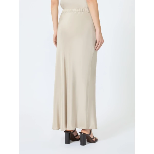 Max Mara Sospiro Long Silk Crepe de Chine Skirt in Stone Grey | Maxi Skirts | Luxury Shoes 