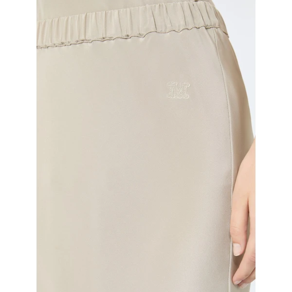 Max Mara Sospiro Long Silk Crepe de Chine Skirt in Stone Grey | Maxi Skirts | Luxury Shoes 