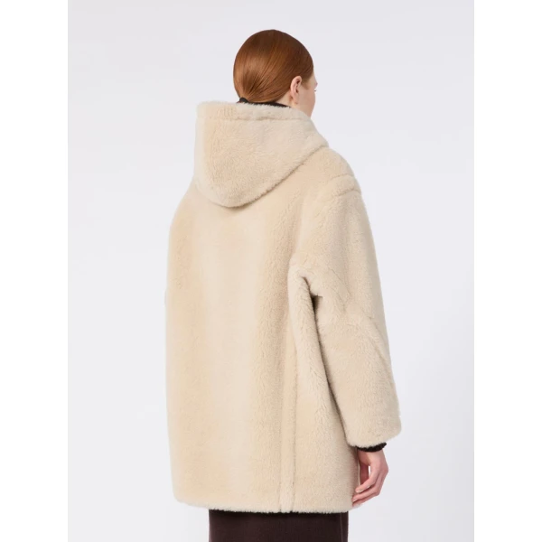 Max Mara Spadino Alpaca and Wool Teddy Hooded Coat in Beige | Wool Coat | Luxury Shoes 