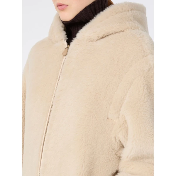 Max Mara Spadino Alpaca and Wool Teddy Hooded Coat in Beige | Wool Coat | Luxury Shoes 