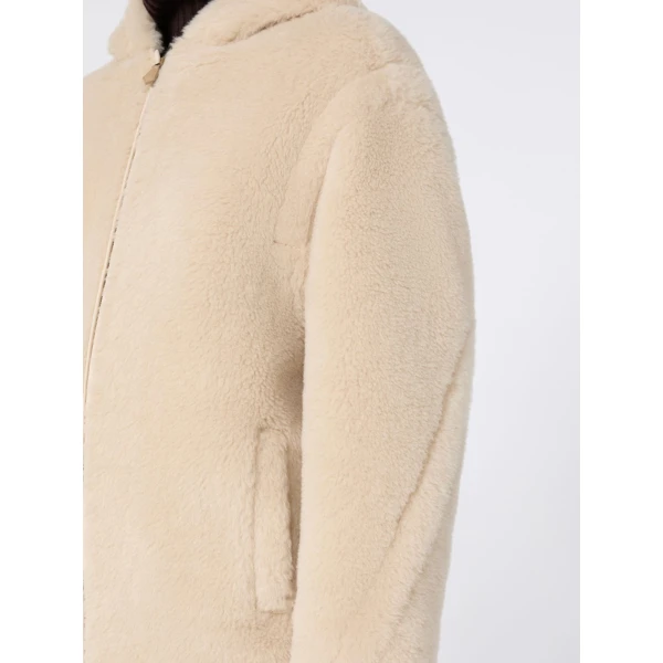 Max Mara Spadino Alpaca and Wool Teddy Hooded Coat in Beige | Wool Coat | Luxury Shoes 