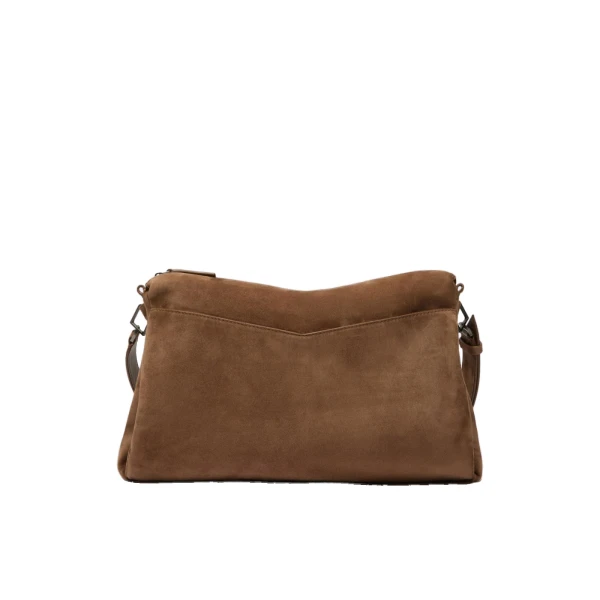 Split Calfskin Crossbody Bag in Hazelnut Brown