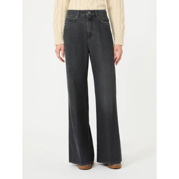 Max Mara Sport Cotton Denim Palazzo Jeans in Black | Denim | Luxury Shoes 