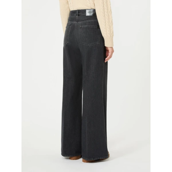 Max Mara Sport Cotton Denim Palazzo Jeans in Black | Denim | Luxury Shoes 