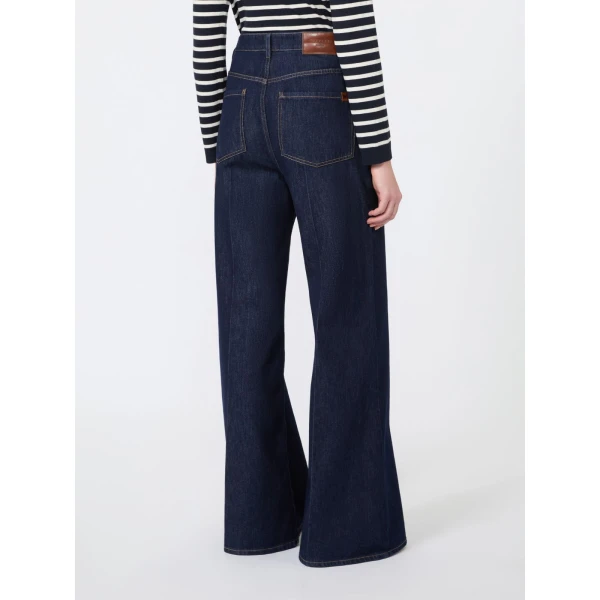 Max Mara Sport Cotton Denim Palazzo Jeans in Navy | Denim | Luxury Shoes 