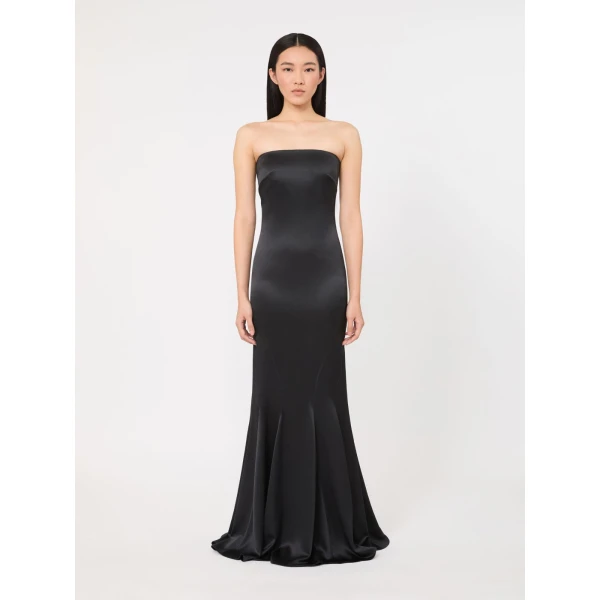 Max Mara Sport Silk Satin Bustier Dress in Dark Grey | Evening Gowns | Luxury Shoes 