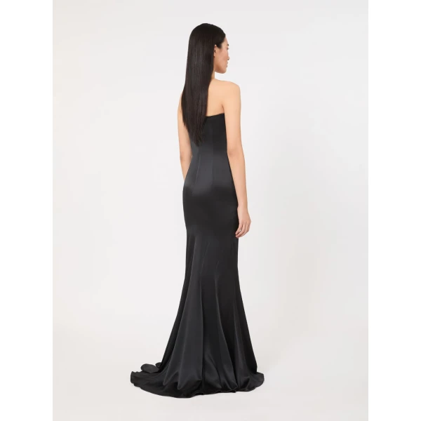 Max Mara Sport Silk Satin Bustier Dress in Dark Grey | Evening Gowns | Luxury Shoes 
