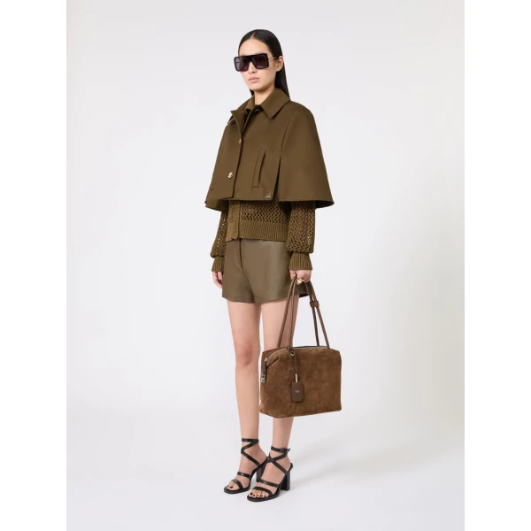 Max Mara Square Split Leather Boston Bag in Cocoa | Totes & Top-Handle Bags | Luxury Shoes 