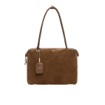 Max Mara Square Split Leather Boston Bag in Cocoa | Totes & Top-Handle Bags | Luxury Shoes 