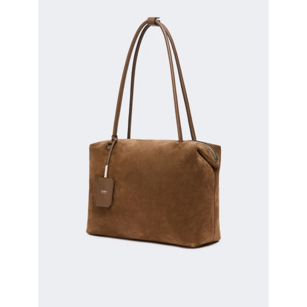 Max Mara Square Split Leather Boston Bag in Cocoa | Totes & Top-Handle Bags | Luxury Shoes 