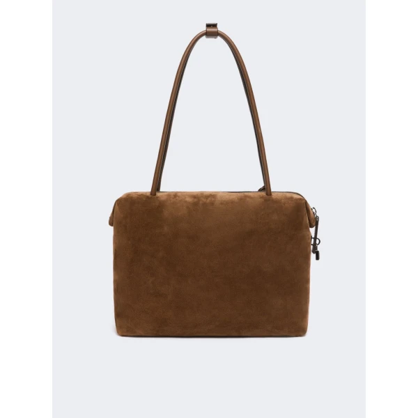 Max Mara Square Split Leather Boston Bag in Cocoa | Totes & Top-Handle Bags | Luxury Shoes 
