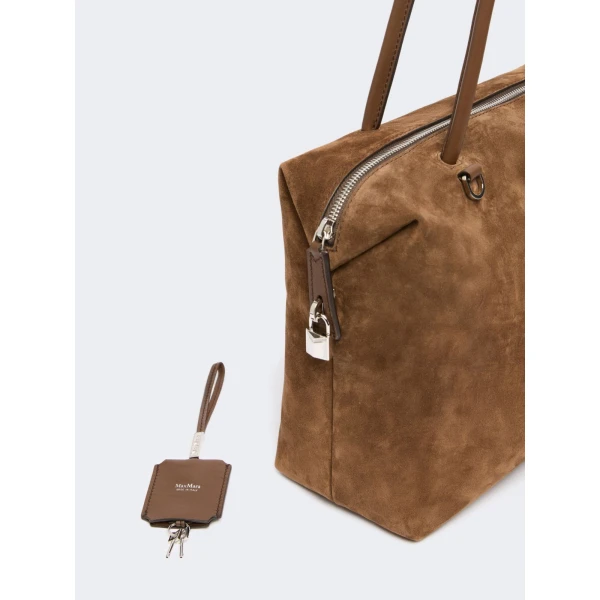 Max Mara Square Split Leather Boston Bag in Cocoa | Totes & Top-Handle Bags | Luxury Shoes 
