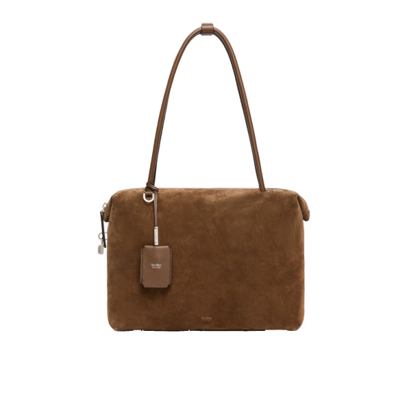 Max Mara Square Split Leather Boston Bag in Cocoa | Totes & Top-Handle Bags | Luxury Shoes 