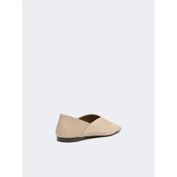 Max Mara Squareflat Suede and Nappa Ballet Flats in Beige | Flats | Luxury Shoes 