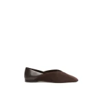 Max Mara Squareflat Suede and Nappa Ballet Flats in Dark Brown | Flats | Luxury Shoes 