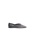 Max Mara Squareflat Suede and Nappa Ballet Flats in Medium Grey | Flats | Luxury Shoes 