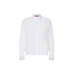 Max Mara Staffa Cotton Poplin Broderie Shirt in Optical White | Shirts | Luxury Shoes 