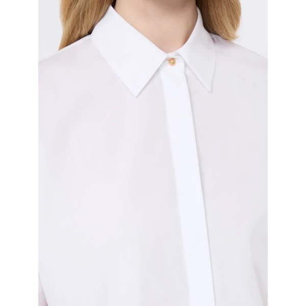 Max Mara Staffa Cotton Poplin Broderie Shirt in Optical White | Shirts | Luxury Shoes 