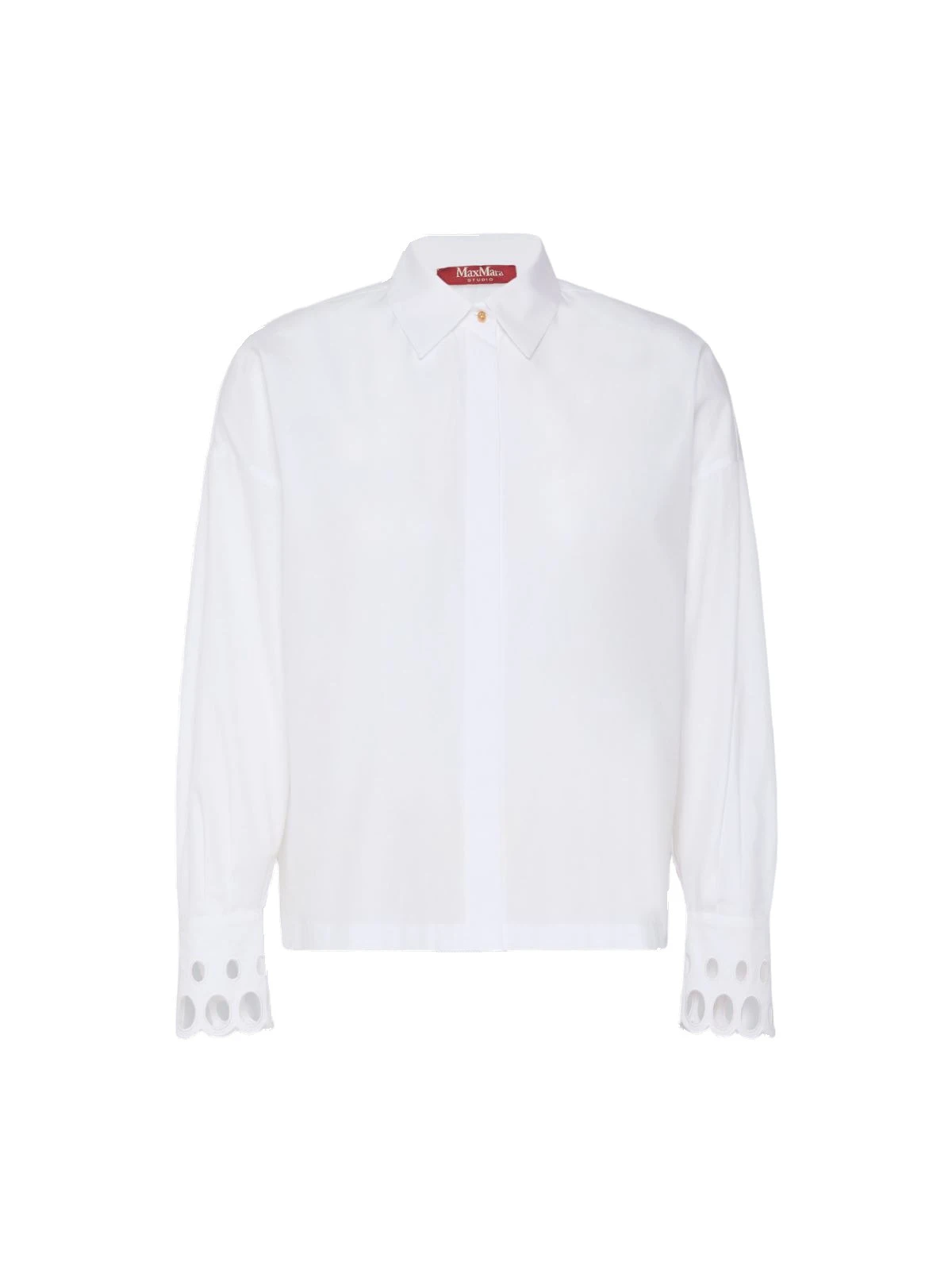 Max Mara Staffa Cotton Poplin Broderie Shirt in Optical White Max Mara Staffa Cotton Poplin Broderie Shirt in Optical White | Shirts | Luxury Shoes