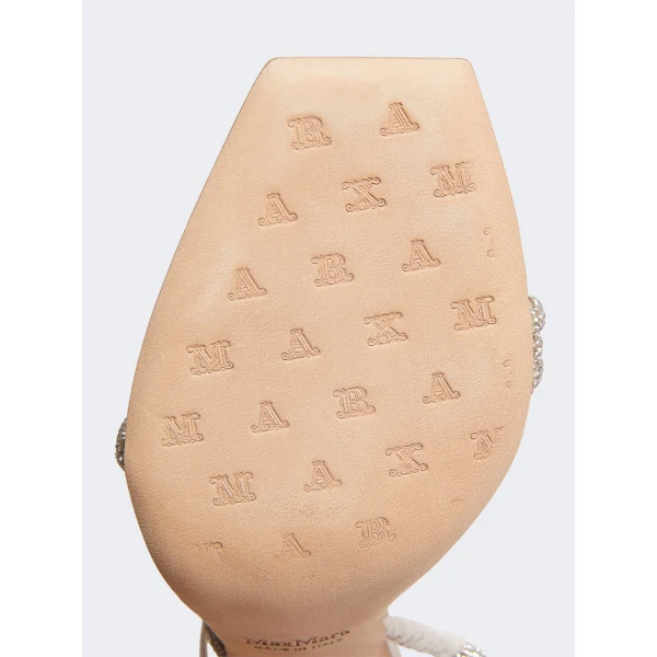 Max Mara Stark Satin and Crystal Sandals in Beige | Sandals | Luxury Shoes 