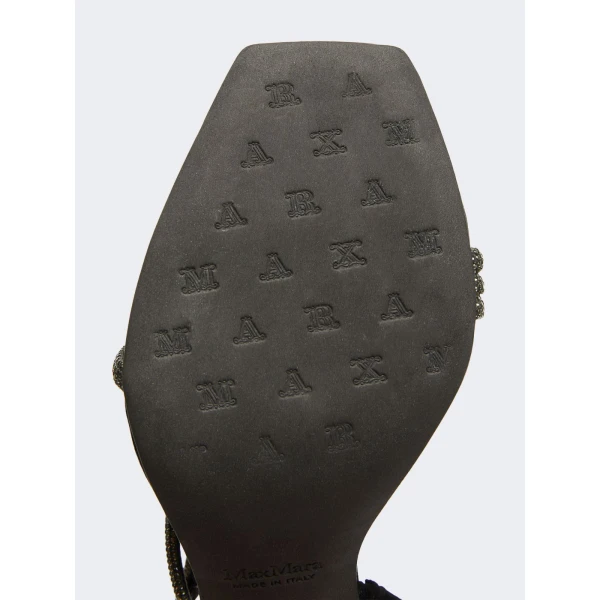 Max Mara Stark Satin and Crystal Sandals in Black | Sandals | Luxury Shoes 