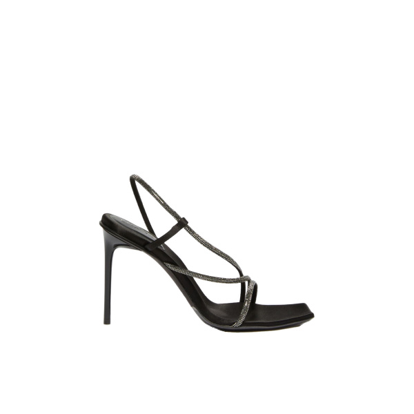 Max Mara Stark Satin and Crystal Sandals in Black | Sandals | Luxury Shoes 