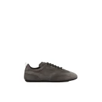 Max Mara Stecca Flat Split Leather Trainers in Medium Grey | Sneakers | Luxury Shoes 