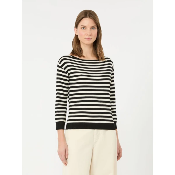 Max Mara Stecca Stretch Viscose Boat-Neck Jumper in Black | Sweaters | Luxury Shoes 