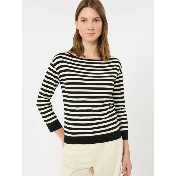 Max Mara Stecca Stretch Viscose Boat-Neck Jumper in Black | Sweaters | Luxury Shoes 