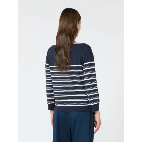 Max Mara Stecca Stretch Viscose Boat-Neck Jumper in Navy | Sweaters | Luxury Shoes 