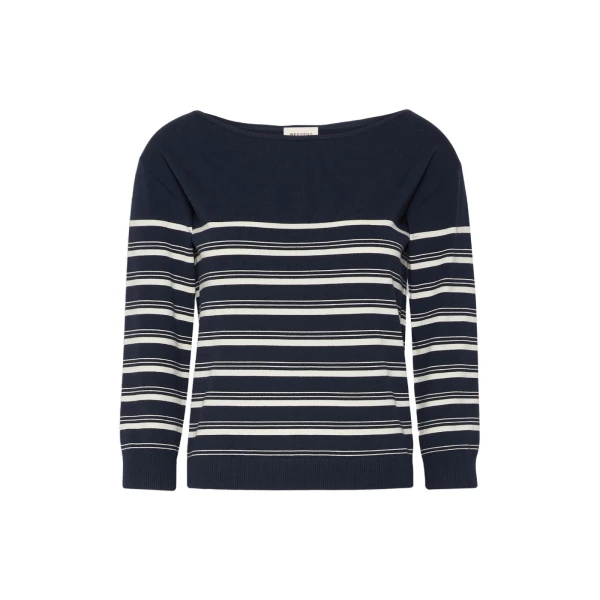 Max Mara Stecca Stretch Viscose Boat-Neck Jumper in Navy | Sweaters | Luxury Shoes 