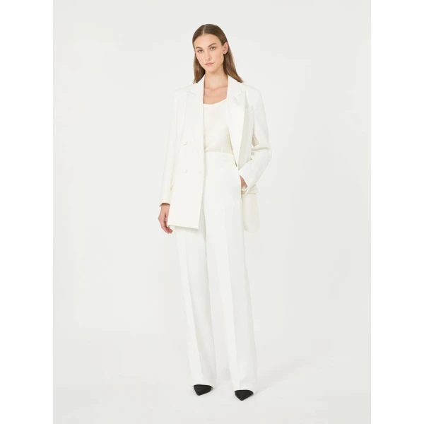 Max Mara Steppa Cady Tuxedo Trousers in White | Tailored pants | Luxury Shoes 